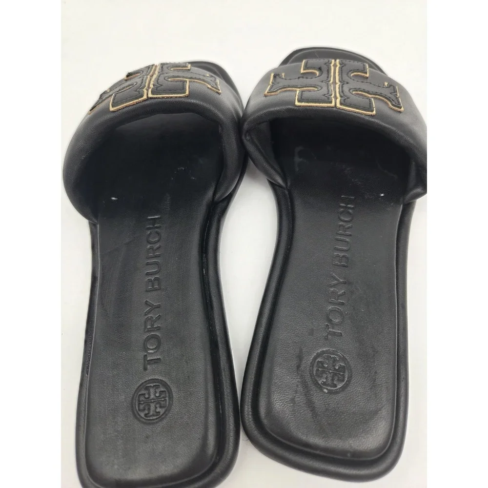 Tory Burch Double T Sport Slide Perfect Black Womens Nappa Leather Slide 6